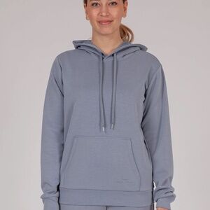 LazyPants | Luxe Sueded Double Knit Hoodie | Dusty Blue | Size L